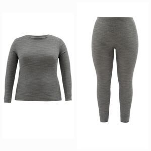 Grey Fruit of the Loom Women's Eversoft Waffle Thermal Top and Bottom Size XS